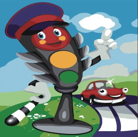 Картина по номерам Веселый светофор Strateg с лаком размером 30х30 см (ES035)