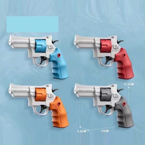 Водний пістолет розмір: 17х3.5х11.5 см, механічний принцип роботи, резервуар для води всередині, обертається барабан, в п/е, МІКС ВИДІВ /260/