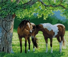 Набір для розпису по номерах Закохані коні Strateg розміром 40х50 см (GS059)