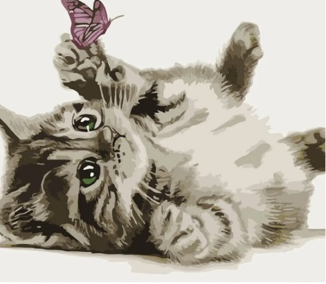 Набір для розпису по номерах Кошеня з метеликом Strateg розміром 30х40 см (SS6734)