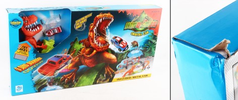 УЦЕНКА 30% Трек машинки 2шт, динозавр-звук (англ), бат (табл), кор, 75-39-8,5см 