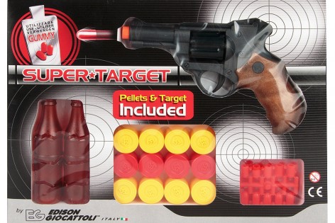 Іграшковий пістолет на кульках Edison Giocattoli Supertarget 19 см 6-зарядний з мішенями