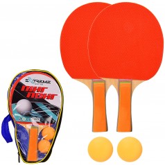 Теннис настольный TT2116 (30 шт) Extreme Motion, 2 ракетки, 2 мячика в чехле (толщина 7 мм) чехол – 16*3*27 см, размер ракетки – 15*25 см