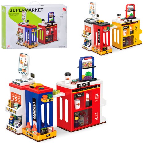 Магазин прилавок, сканер, звук, світло, продукти, гроші, сумка, 65пр, 2 кольори, на бат-ці, в кор-ці, 55-38-15,5см 