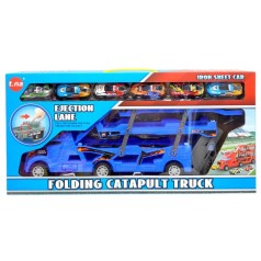 Трейлер-трек с машинками (6 шт) (СИНИЙ)