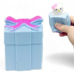 Игрушка-антистресс "Hello Kitty в подарке" (голубой)