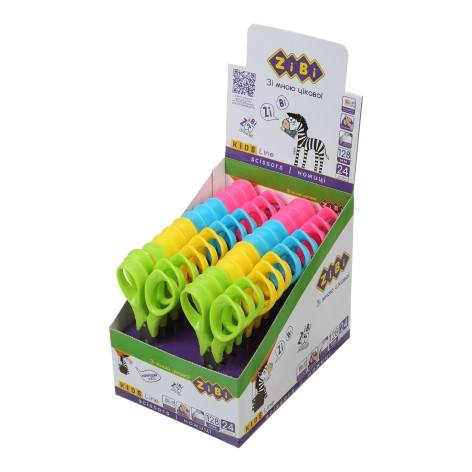 Ножиці дитячі,128 мм, з 3-Д ручками, в картонному дисплеї, кольори асорті