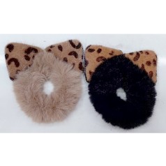 Аксесуар для волосся гумка, штучний мех, вушка, 10см, 6 кольорів, /40/480/12шт