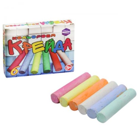 Кольорові крейди, 6 кольорів