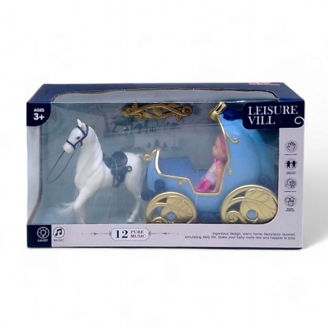 Дитяча іграшка MIC "Карета з конем та лялькою" підсвічування музика (686-849)