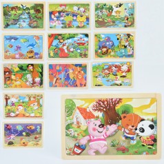 Дерев'яна іграшка Пазли 24дет, мікс видів, у п/е, 22,5-15-0,5см 