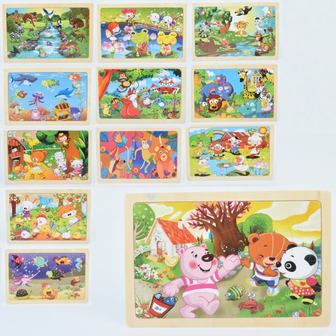 Дерев'яна іграшка Пазли 24дет, мікс видів, у п/е, 22,5-15-0,5см 