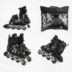 Роликові ковзани 39-43 розмір, колеса PVC, колір - чорний INLINE SKATE 45432-L