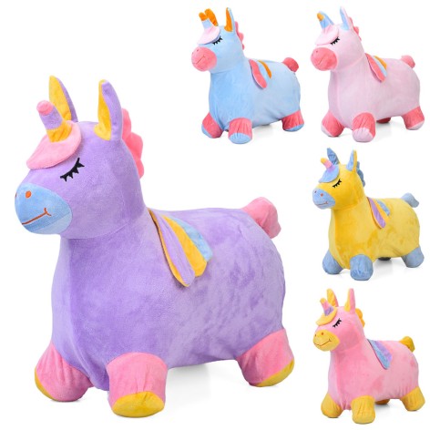 Стрибуны-животные единорог, ПВХ,1400г, плюш/застежка-молния, 5 цветов, в п/е, 30-22-8см /10/