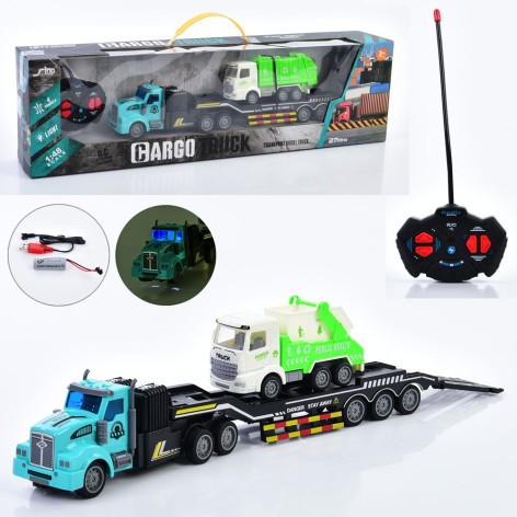 Трейлер на радіокеруванні 36 см гумові колеса сміттєвоз USB-зарядне 2 види 51х15х8,5 см