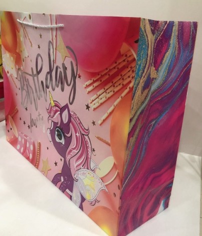 Пакет подарочный бумажный, 66х48х20 см, картонный 250г/м2 + тиснение голографической серебряной фольгой 2 шт. в уп.