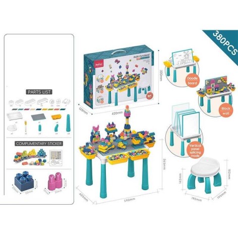Конструктор со столиком и стульчиком, 380 больших деталей 10351A-Q03E