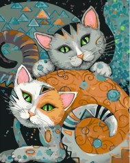 Набор для росписи по номерам Хитрые кошки Strateg размером 30х40 см (SS6786)