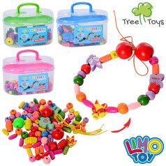 Дерев'яна іграшка Шнурівка 3 кольори, у валізі, 12-7,5-7см 