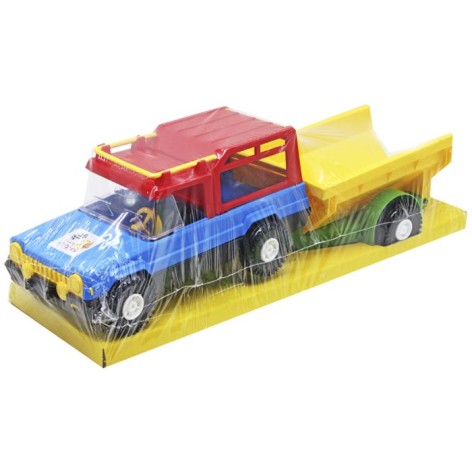 Машина Мерс із жовтим причепом