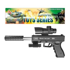 Пистолет игровой 32см, стреляет пластиковыми шарами, лазерный прицел 03-1+