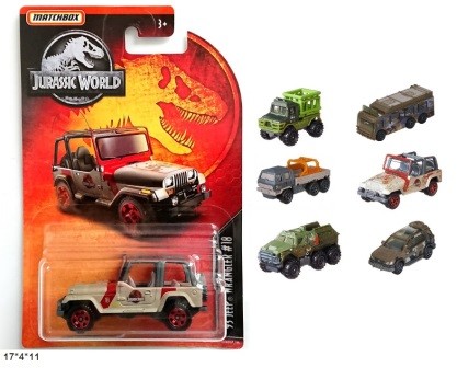 Транспорт іграшковий Matchbox FMW90 Jurassic World металевий 16 видів лист 17*4*11