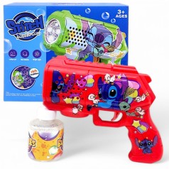 Пістолет з мильними бульбашками "Стіч" (підсвічування, пляшечка із мильною рідиною) червоний