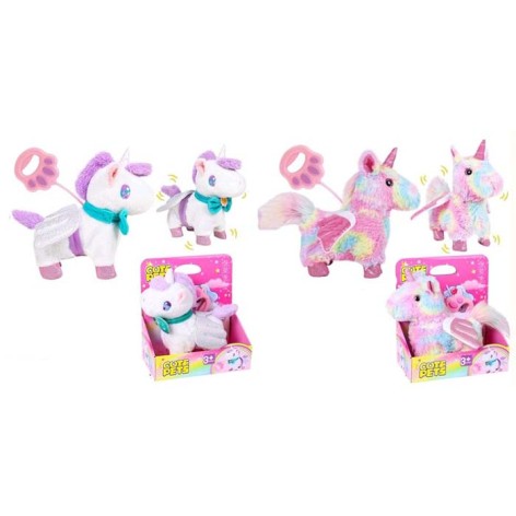 Конячка єдиноріг, 22см, д/к((повідець), ходити, музика, звук, рухає хвостом, плюш, 2 види, на бат-ці, в кор-ці, 23-25-13см 