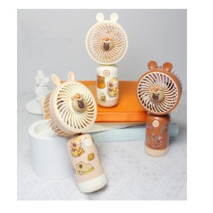 Вентилятор 14см, ручний/портативний, капібара, акум, USBзарядне, коротка ручка, наліпки, 3 кольори, в кор-ці, 6,5-14,5-4см 