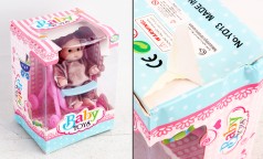 УЦЕНКА 30% Пупс 12см, коляска 14см, 6 видів, в кор-ці, 11,5-15,5-10см 