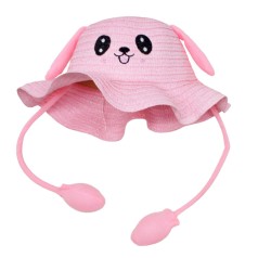 Солом'яний капелюх з рухомими вушками (рожевий)