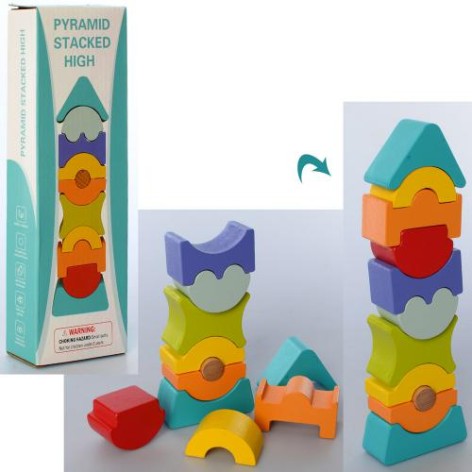 Дерев'яна іграшка Гра пірамідка, баланс, 24 см, у коробці, 8-24,5-3,5 см