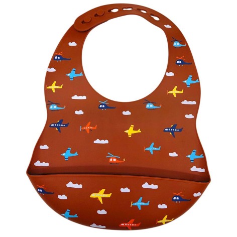 Слюнявчик силиконовый (КОРИЧНЕВЫЙ)