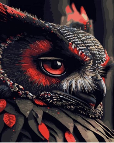 Набір для розпису по номерах Червоно-чорна сова Strateg розміром 40х50 см (DY418)