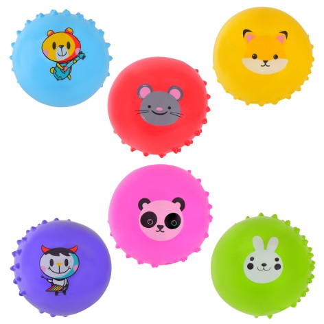 М'яч гумовий з шипами, 10 см, 25 грам, 3шт в сітці ,6 видів 