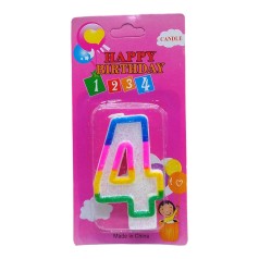 Свічка-цифра кольорова з блискітками 