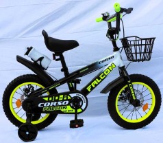 Велосипед 2-х колісний 14" "Corso Falcon" сталева рама, дискові гальма, дод. колеса, дзвоник, бутилочка, корзинка, зібран на 85% 