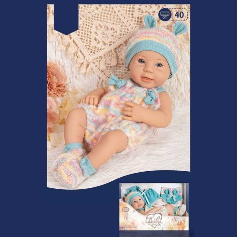 Пупс 40 см з в'язаний знімним одягом та змінним одягом