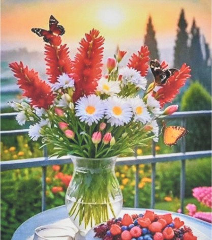 Набір для творчості алмазна картина Ягоди та квіти Strateg розміром 40х50 см (SK88210)