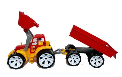 Трактор игрушечный BAMS, ковш+прицеп цветной Бамсик