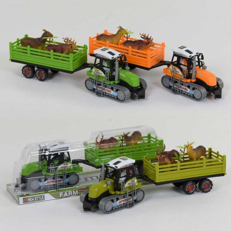 Трактор іграшковий 3 види, інерція, фігурки тварин