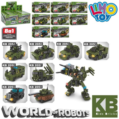 Конструктор військовий, транспорт, від106дет, кор.,(8видів)/18/144/8шт кор. 37-14,5-18см