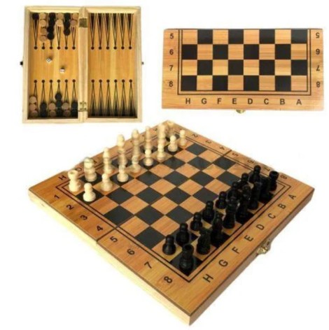 Гра 2 в 1 (шахи та нарди) на дерев'яні дошки