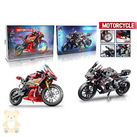 Конструктор 2 види, “Мотоцикл”, 470 елементів, гумові шини, в кор. 