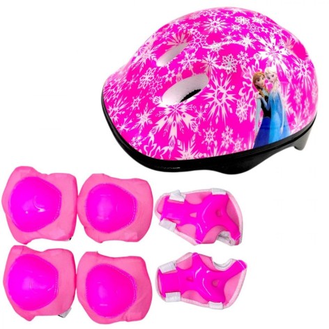 Захисне спорядження "Frozen" шолом, налокітники, наколінники, запястя, у сітці (РОЖЕВИЙ)