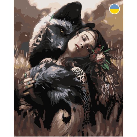 Картина по номерах "Дівчина та вовк" 40x50 см