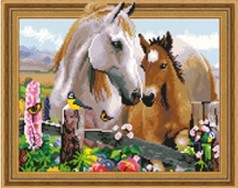 Набор для творчества - картина из страз-3D "Лошади и птицы" 40*50см, в коробке (1*20)
