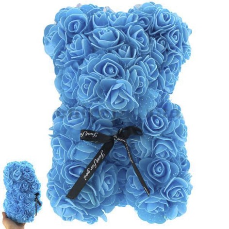 Ведмедик з троянд (синій)