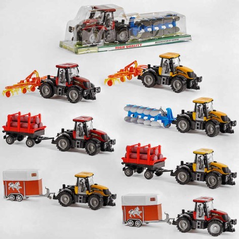 Трактор с прицепом, инерция, открываются двери, регулировка колес, в слюде /30/