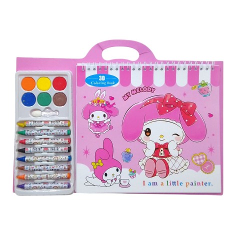 Набір для творчості - Розмальовка 12арк. аніме "Зайчик My Melody", фарба 6 кол., олівець воск.8 кол. 31*21см (41690)